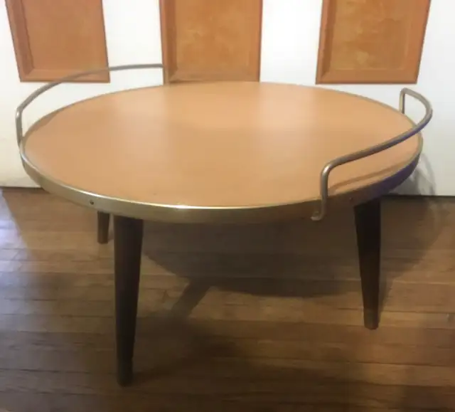 Vintage Mid Century Modern 1960s Footstool Pink Faux Leather in Arts & Collectibles in St. Catharines - Image 3