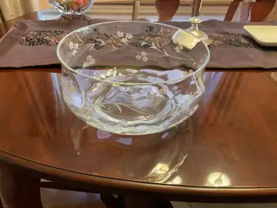 DELINA SALAD BOWL 9 1/4” MOUTH BLOWN GLASS IMPORTED FROM TURKEY, View more