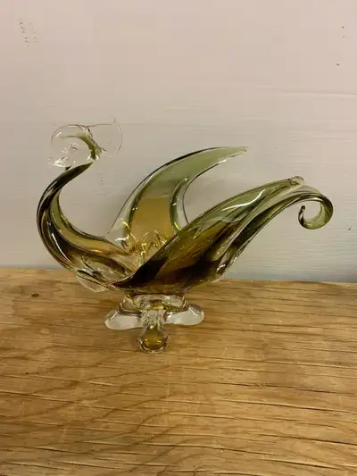1950's Art Glass Swan Sculpture ~ Hand Made Free Form ~ Chalet, View more