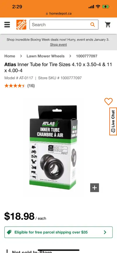 Brand new inner tire 4.10 x 3.50-4 with bent valve, View more