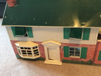 Vintage metal doll house with furniture