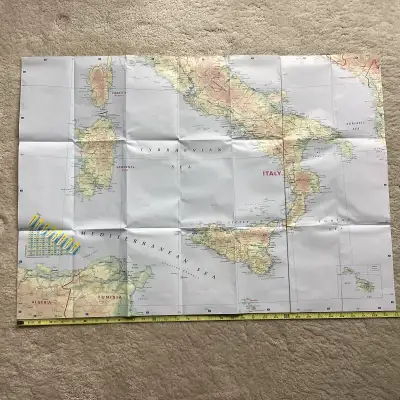 Switzerland & Italy Travel Map 24" x 34" $1.00 Maples pick up