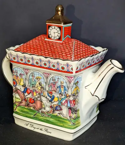 Vintage Sadler Day at the Races' Fine English Bone China Teapot, View more