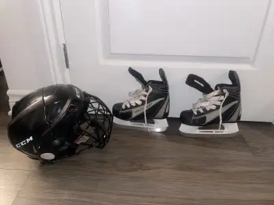 Hespeler Youth Skates and CCM Helmet, View more