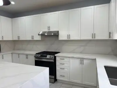 Calacatta Quartz Kitchen Countertop & Island, View more