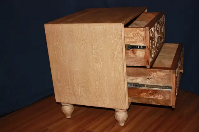 Boneilay Furniture Hand Carved Wooden Nightstand with 2 Drawers in Dressers & Wardrobes in Hamilton - Image 3