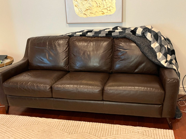2  Leather three seat couches, gorgeous soft leather in Couches & Futons in Markham / York Region - Image 2