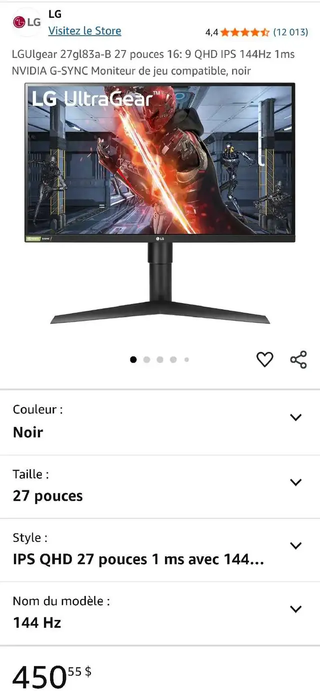 Moniteur LG 27inch QHD 144Hz 1MS in Monitors in City of Montréal - Image 3