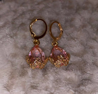 Pink Jewel Huggies Earrings