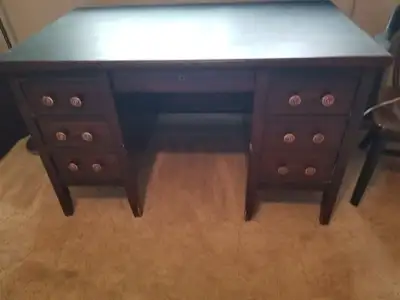 Vintage Solid Wood Twin-Pedestal Desk, View more
