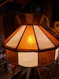 Tiffany Style Lamp Brown/Copper and Cream