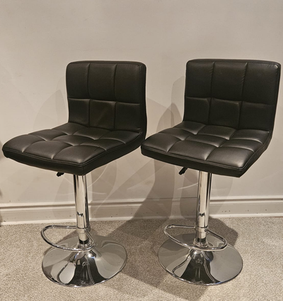 Set of 2 Modern Black Adjustable Bar Stools, View more