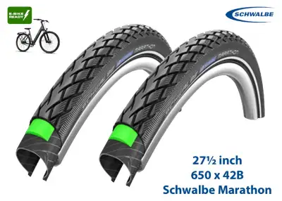 650 x 42B ~ Schwalbe Marathon 27.5” Tires, View more