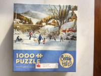 1000 pc Puzzle, HOCKEY ON FROZEN LAKE