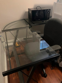 COMPUTER DESK WITH GLASS  TOP