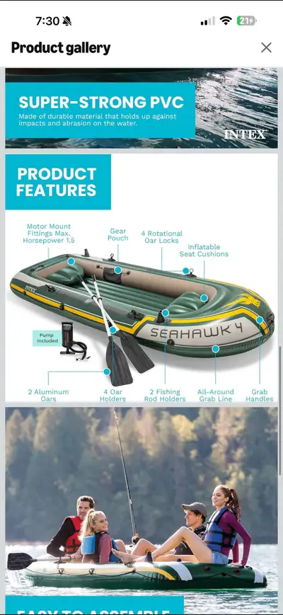 Seahawk 4 inflatable 4 person boat!, View more