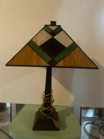 Tiffany style stained glass table lamp, View more