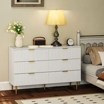 Modern Chest of Drawers 6 Drawer Dresser for Bedroom with Gold L, View more