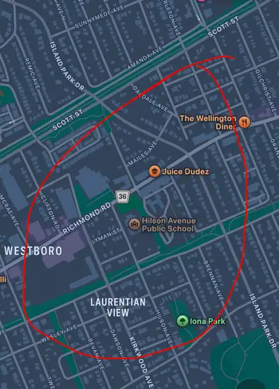 Looking for parking for a few months in the highlighted area.