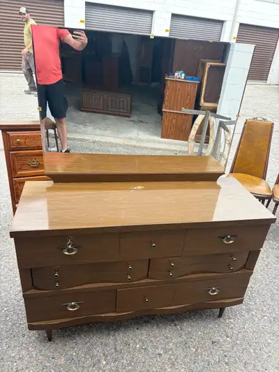 Free delivery used Vintage Wooden Dresser with Mirror, View more