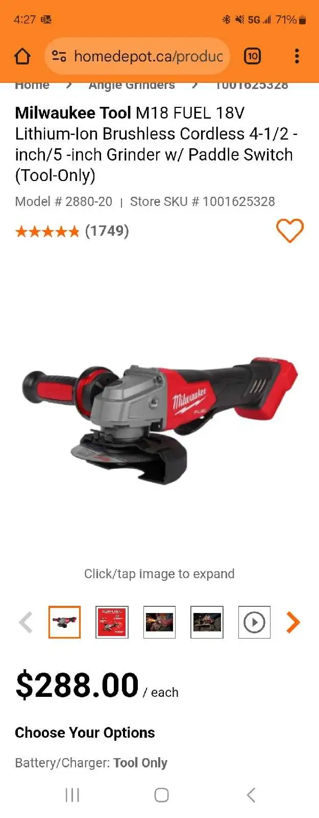 Brand New milwaukee M18 Fuel  Grinder with Paddle Switch628632723004181221