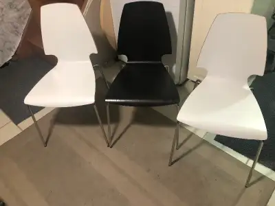$90 for all three Vilmar chairs, 2 white and 1 black chairs, View more