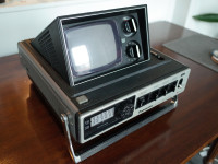 Portable 1970s black and white tube TV