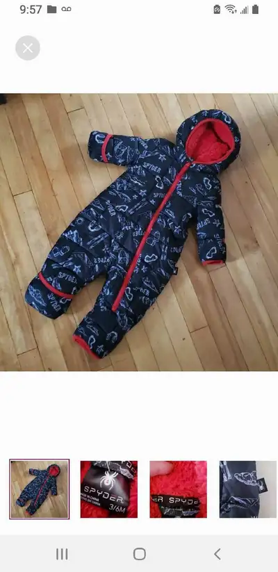SPYDER Like NEW Infant Bunting/Snowsuit - Ski Theme - 3/6 Months, View more