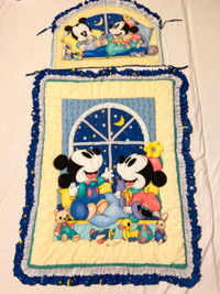 Vintage Mickey Mouse Minnie Crib Quilt Comforter Blanket