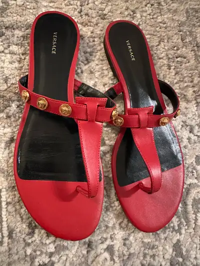 Versace Thong Sandals Medusa red leather 40, View more