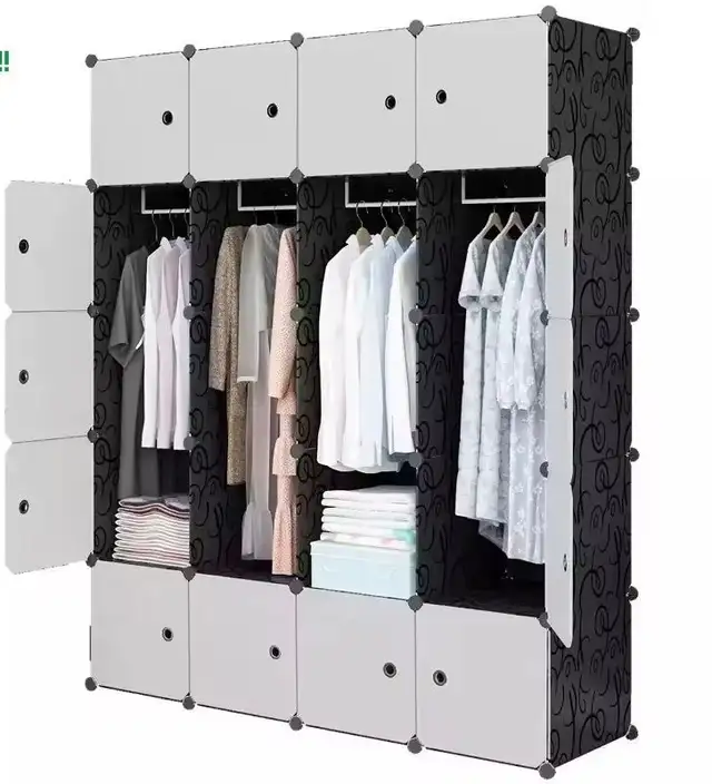 Versatile modular wardrobe with a black and white color scheme. in Dressers & Wardrobes in Mississauga / Peel Region - Image 3