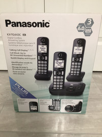 Panasonic digital cordless answering DECT 6.0 system -3 handsets