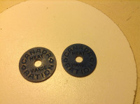 2 X SCARCE CANADA/CANADIAN - WAR TIME MEAT RATION TOKEN