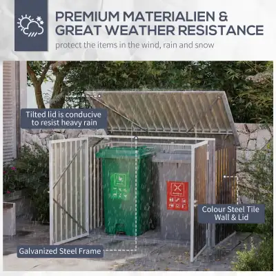 Outdoor Trash Can Shed with Double Door and Vents Outdoor Garden, View more