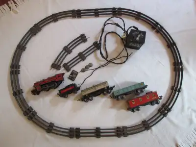 Located in Elmira *REDUCED* Antique Lionel Jr. Prewar Model Train Set (1930s) with the red engine #1...