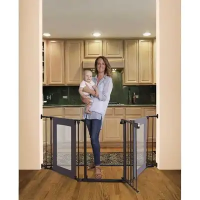 Dreambaby® Denver 3 Panel Gate - Black with Grey Mesh Pan, View more