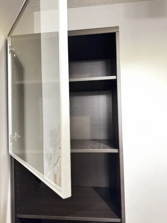 IKEA BESTÅ Tall Storage Cabinet w/ Glass Door – Black-Brown – 80 in Bookcases & Shelving Units in City of Toronto - Image 4