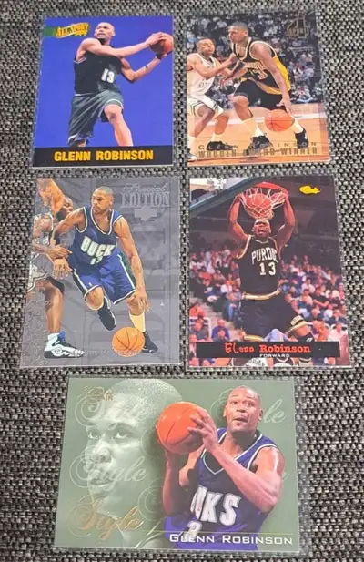 Selling 5 collectible Glenn Robinson basketball cards please see photos Asking $10 for all Porch pic...