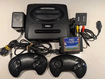 Sega Genesis MK-1631 Console with 2 Controllers Flashcard HDMI Converter Complete Sega Genesis conso...
