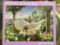 550 pc Puzzle, PUPPIES AND BUTTERFLIES