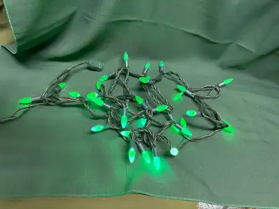 Brighten up your holiday season with these delightful green Christmas lights! These are in used cond...