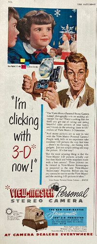 1953 half-page magazine ad for View-Master 3-D Camera