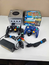 GameCube with controllers and games