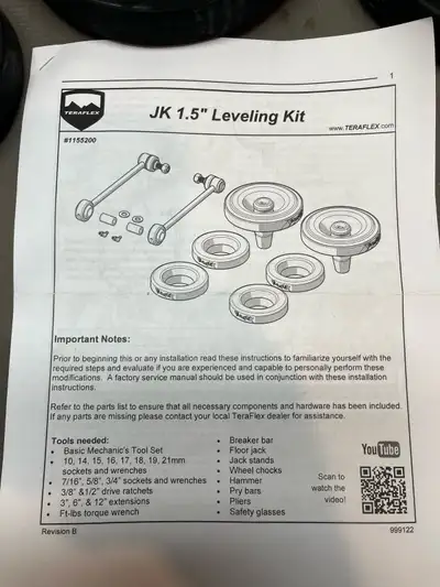 Brand new. Terra Flex. Easy at home installation. You Tube videos available. Level your Jeep. Picton...