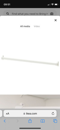Ikea pax komplement clothes rail rod 75cm