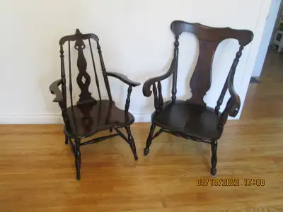 Set of two Antique Wooden Chairs , lower seating, View more