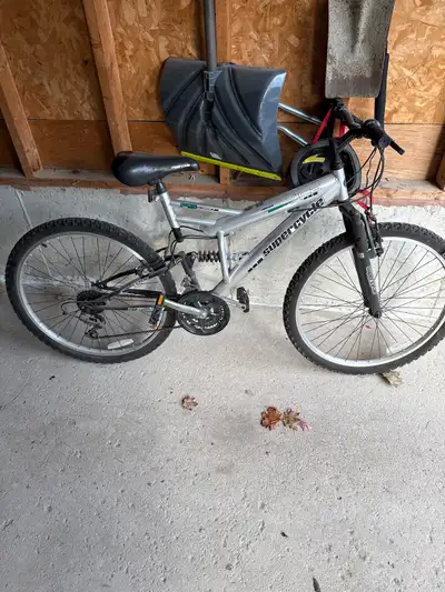 Supercycle mountain bike. Tire size is 26X1.95 Full front and rear suspension Excellent condition