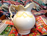 Vintage Arnels Victorian Florentine Porcelain Pitcher 11 1/2"