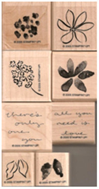 Painted Posies Stampin UP! wooden stamp set like new
