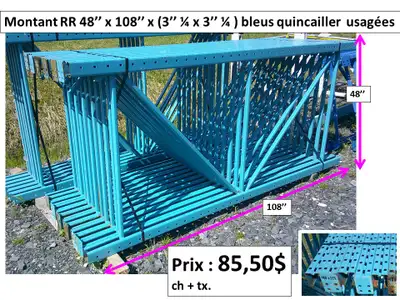 Montant RR 48'' x 108'' bleus quincailler, usagés et autres, View more